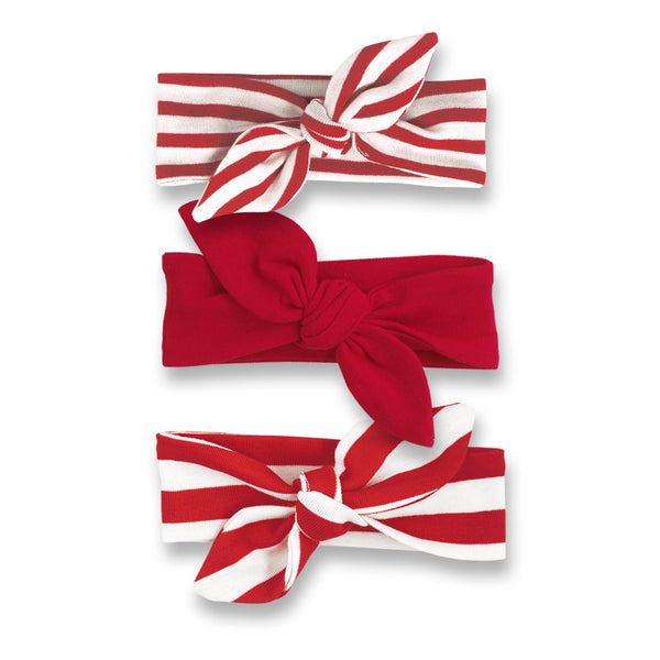 Baby Girl's Christmas Cotton Headbands: Red Stripes