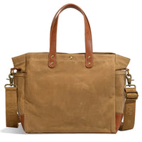 LEE Khaki Waxed Canvas Tote Crossbody Bag
