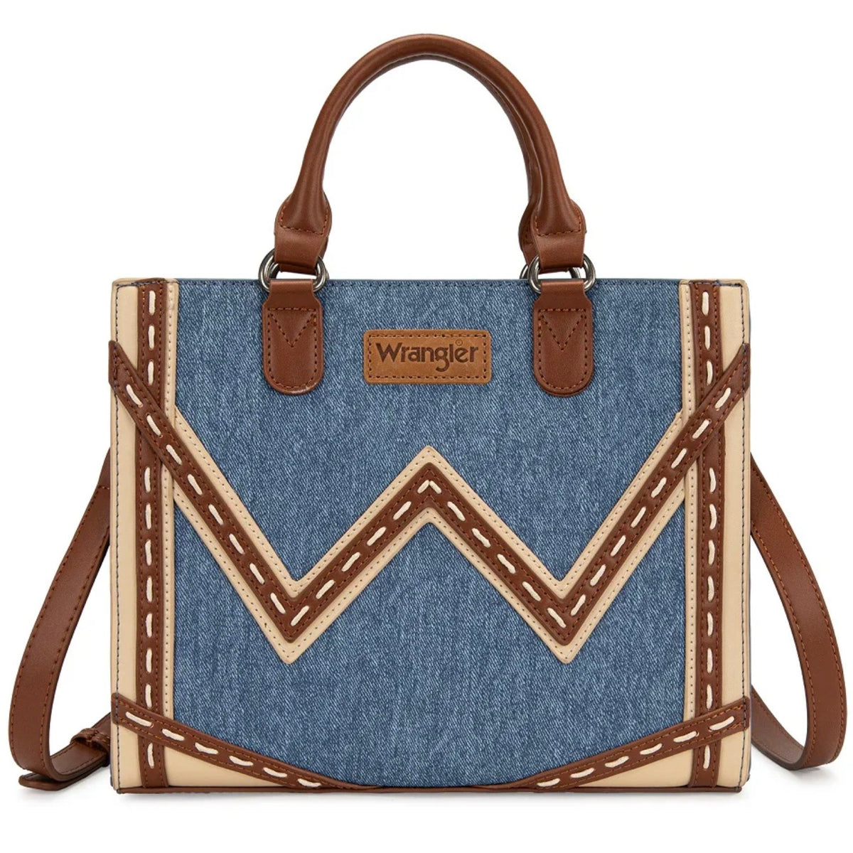 Wrangler Contrast Stitch Chevron Hobo Tote Bag