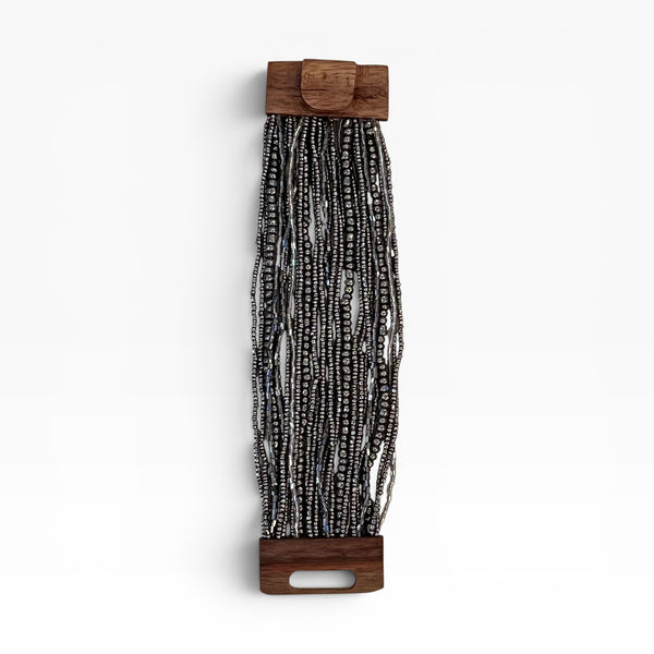Gunmetal Beaded Buckle Bracelet