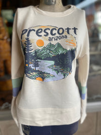 Prescott Arizona Mountain Logo With Stripe Womens Long Sleeve