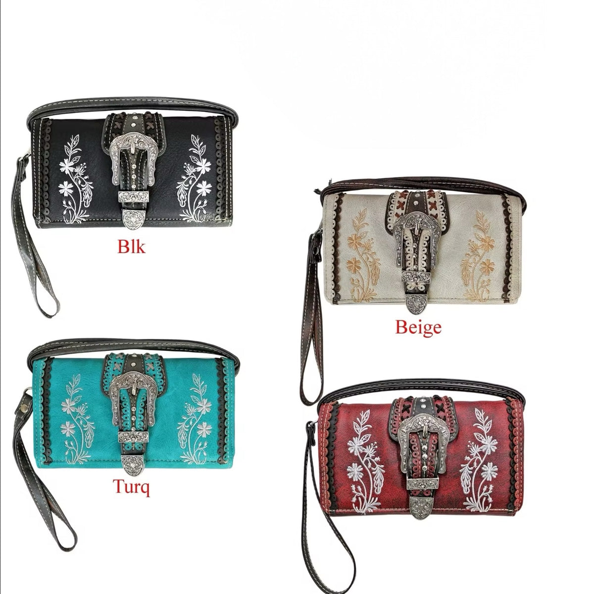 Buckle Tri-Fold Flower Wallet