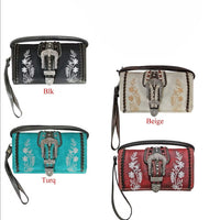 Buckle Tri-Fold Flower Wallet