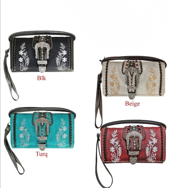 Buckle Tri-Fold Flower Wallet