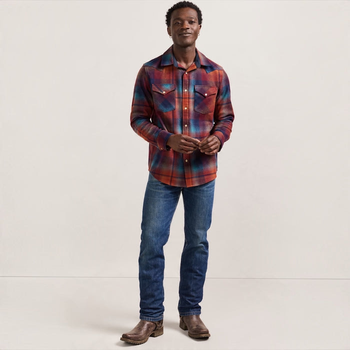 Men’s Pendleton Plaid Snap-Front Western Canyon Shirt - Maroon/Teal