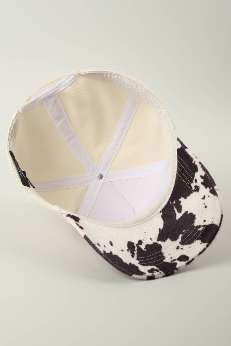 Howdy Darlin Embroidered Patch Animal Print Trucker Hat: BROWN / ONE SIZE