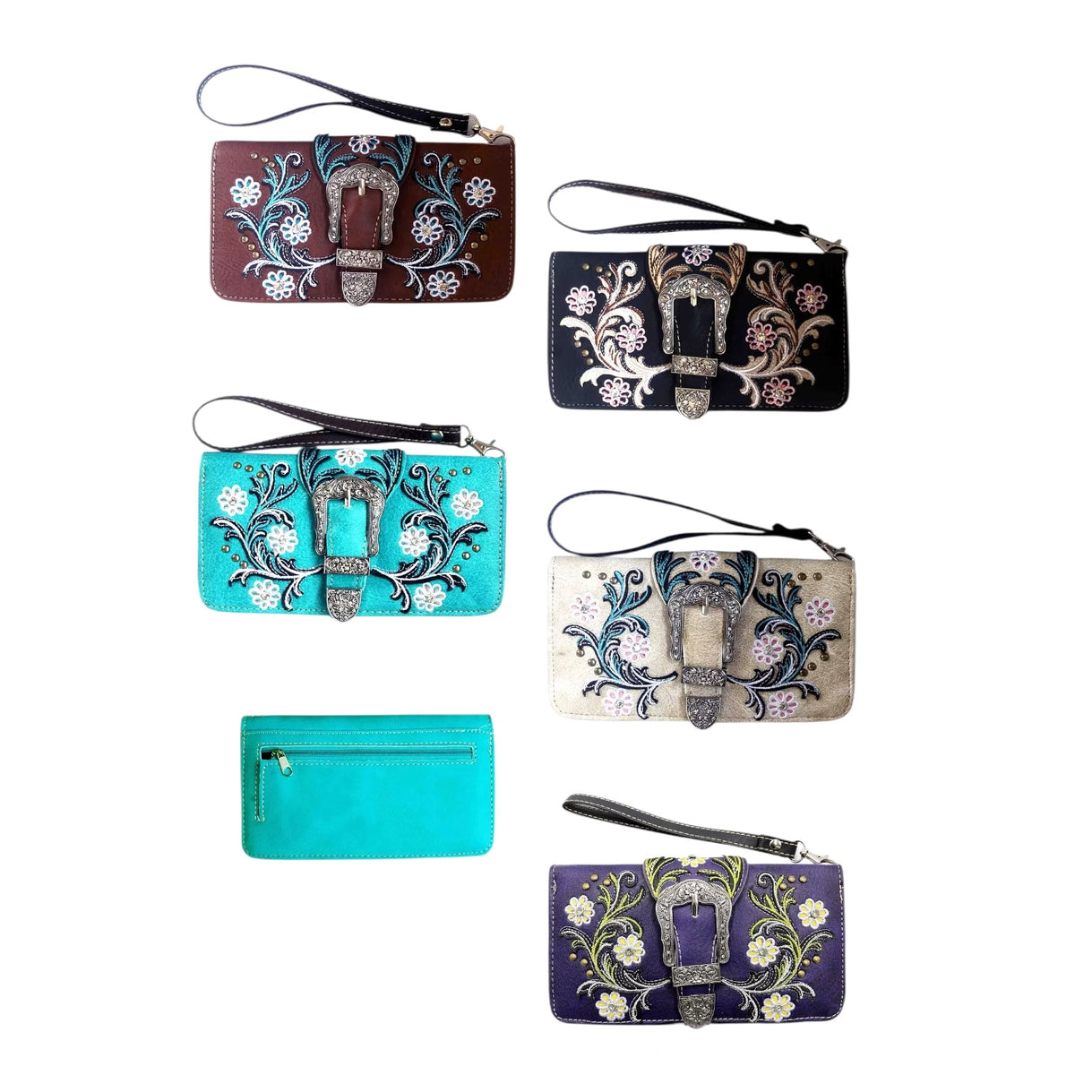 Colorful Flower Print Zip Wallet