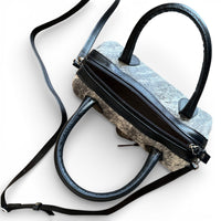 Genuine Cowhide Mini Duffle Purse with Crossbody Strap