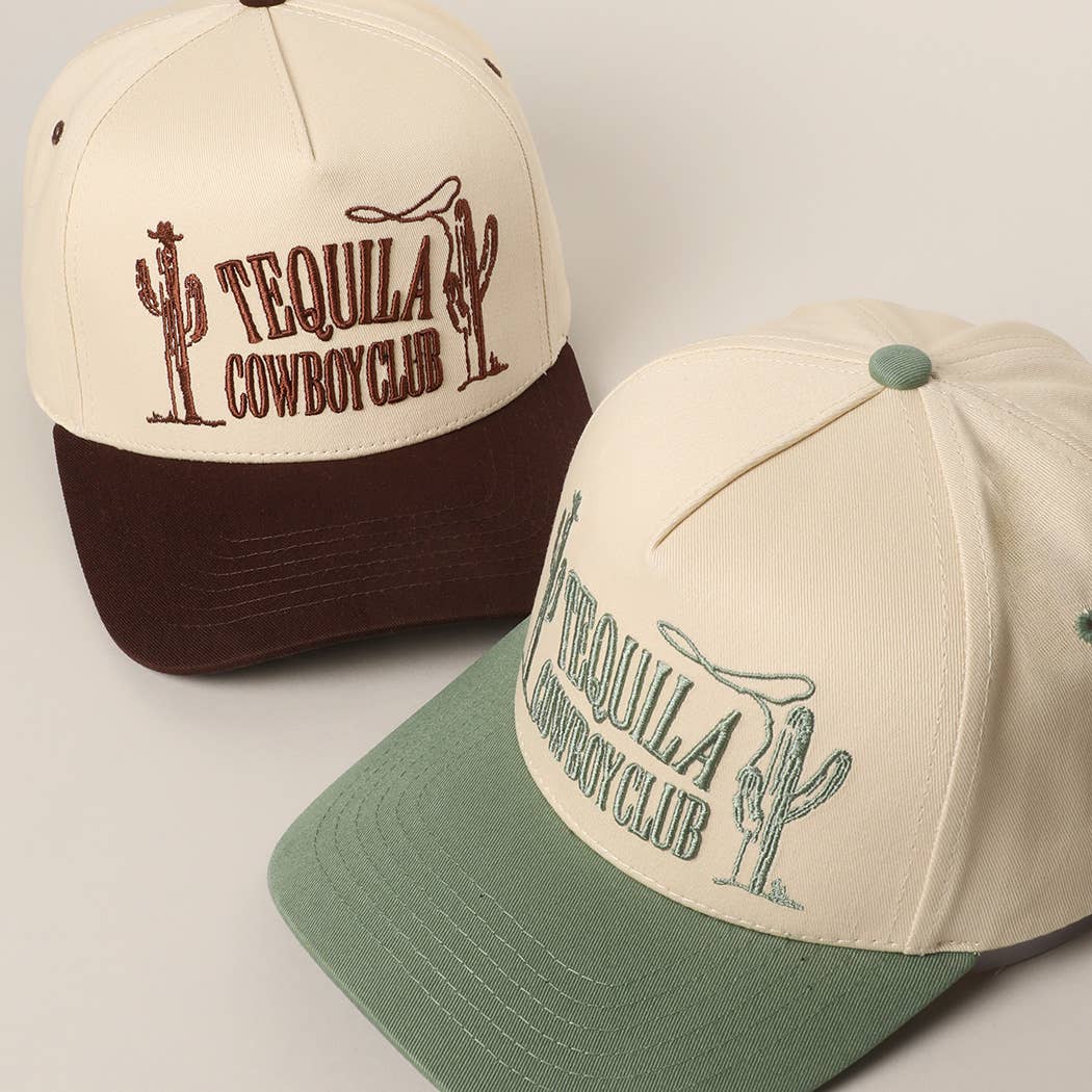 TEQUILA COWBOY CLUB 3D Letter Embroidery Two-Tone Trucker : Brown / ONE SIZE