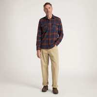MEN'S PENDLETON PLAID BURNSIDE COTTON FLANNEL SHIRT-NAVY/BRICK PLAID