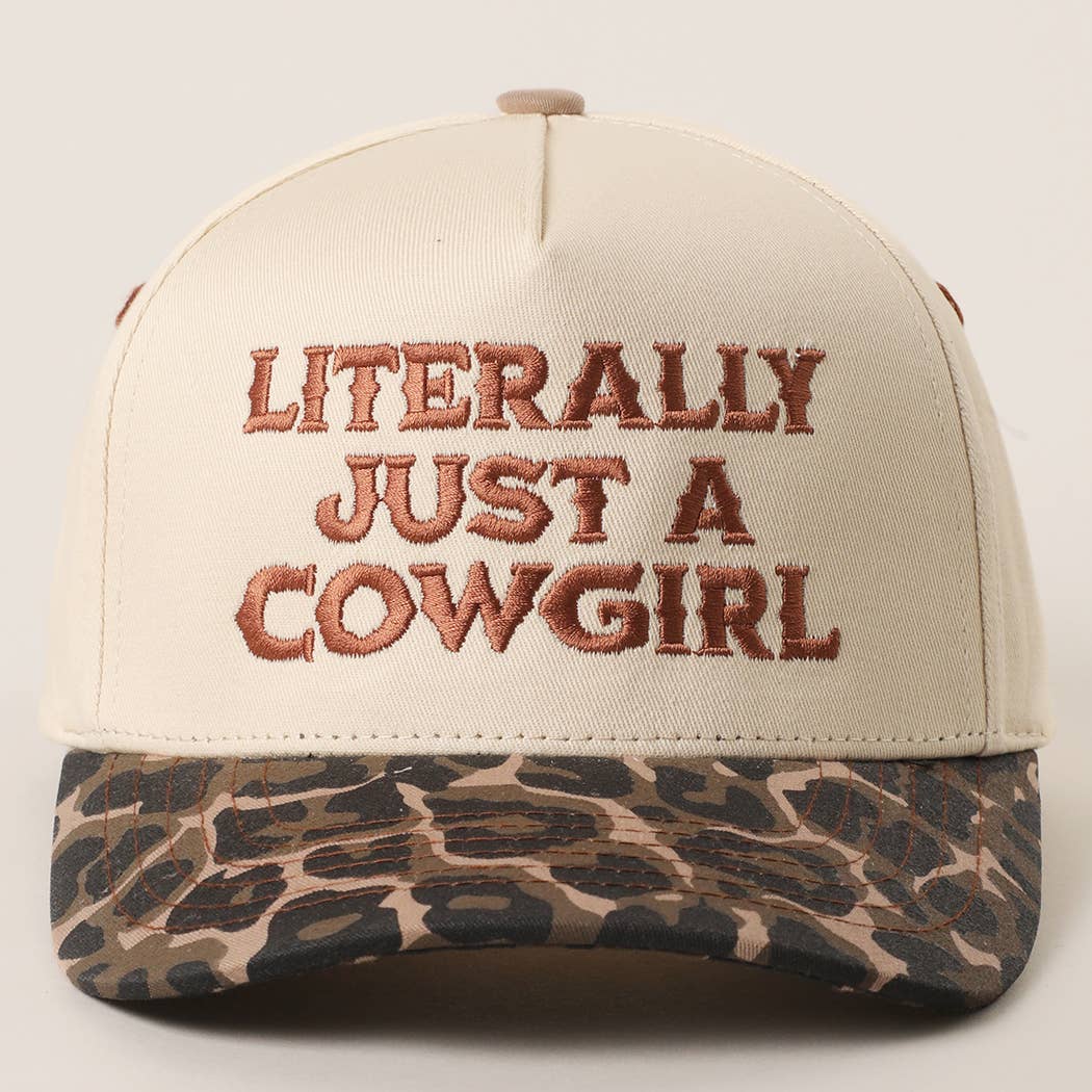 LITERALLY JUST A COWGIRL Leopard Trucker Hat: LEOPARD-BROWN / One Size