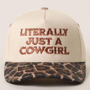 LITERALLY JUST A COWGIRL Leopard Trucker Hat: LEOPARD-BROWN / One Size