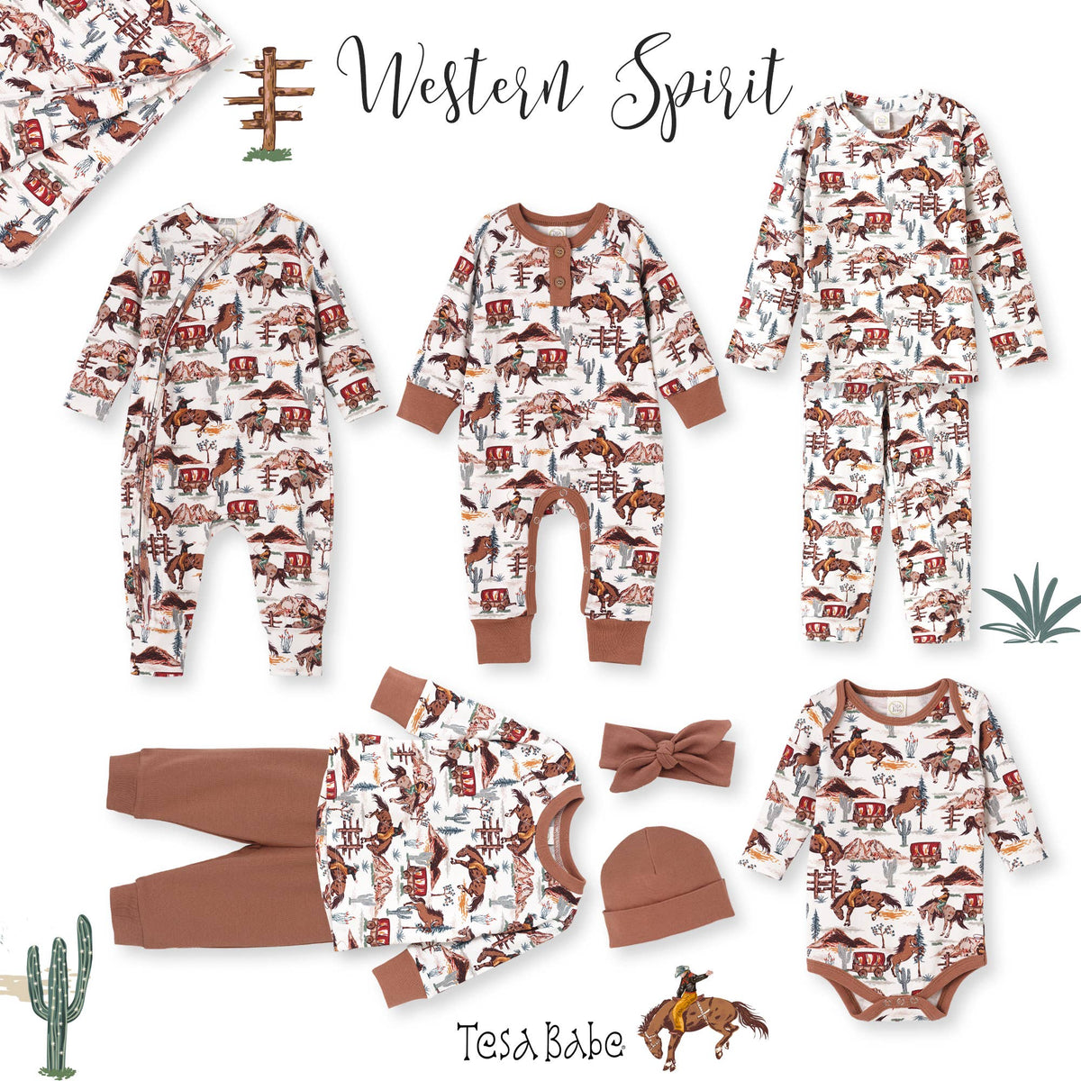 Baby Cowboy Spirit Bamboo Zipper Romper