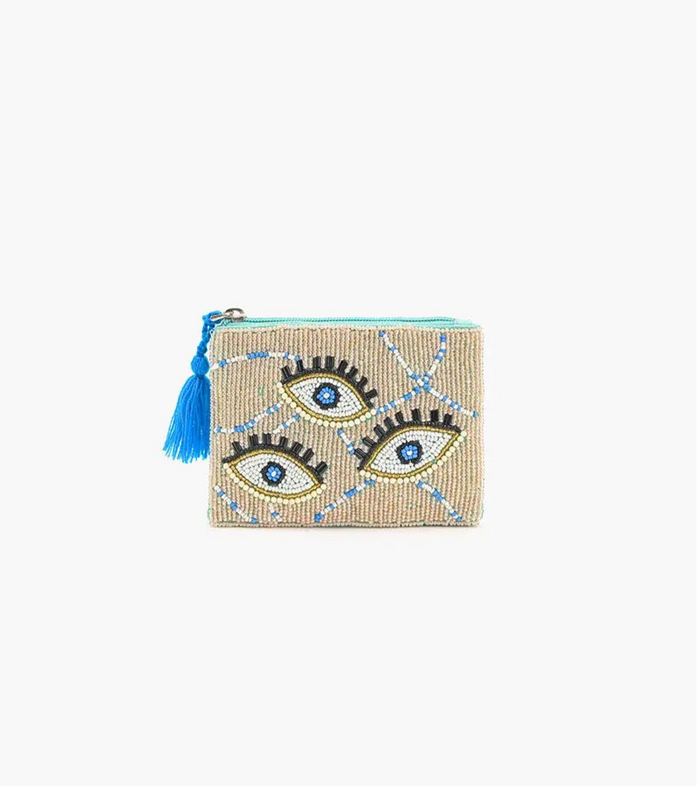 Celestial Evil Eye Embellished Mini Coin Purse