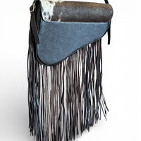 Genuine Cowhide Fringe Saddle Bag