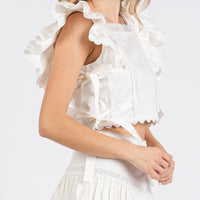 Lace Ruffle Blouse & Lace Skort Set
