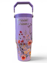 Stainless Steel Floral Top Handle Tumbler 30oz.