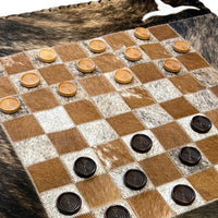 Genuine Cowhide Checkers Board with Longhorn Inlay