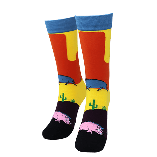 Cartoon Javelina Lone Rock Knit Socks