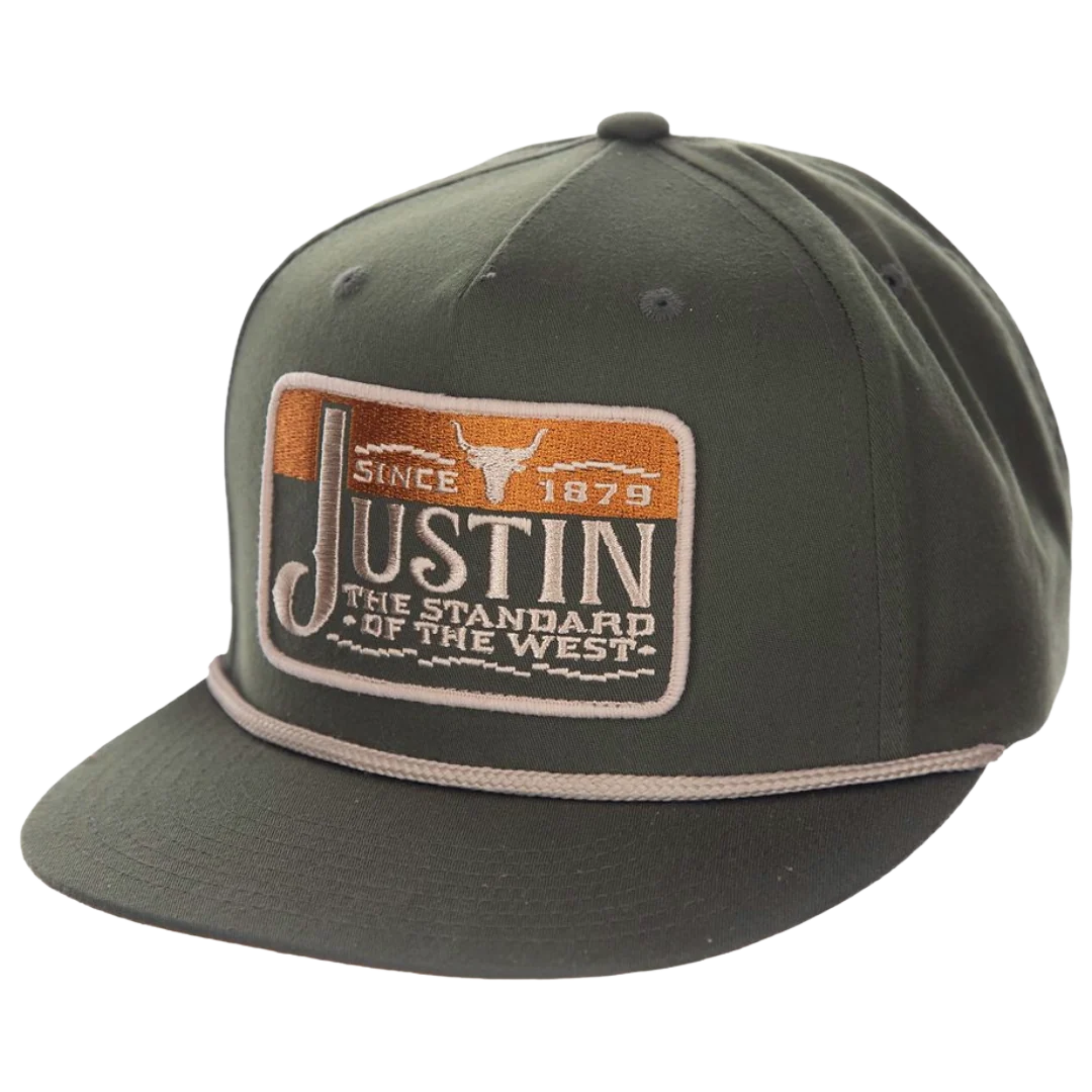 Justin Men's Embroidered Olive Baseball Cap