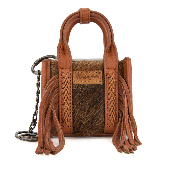 Wrangler Cowhide Mini Fringe Tote Bag Keychain