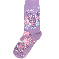 Purple Butterfly and Floral Socks