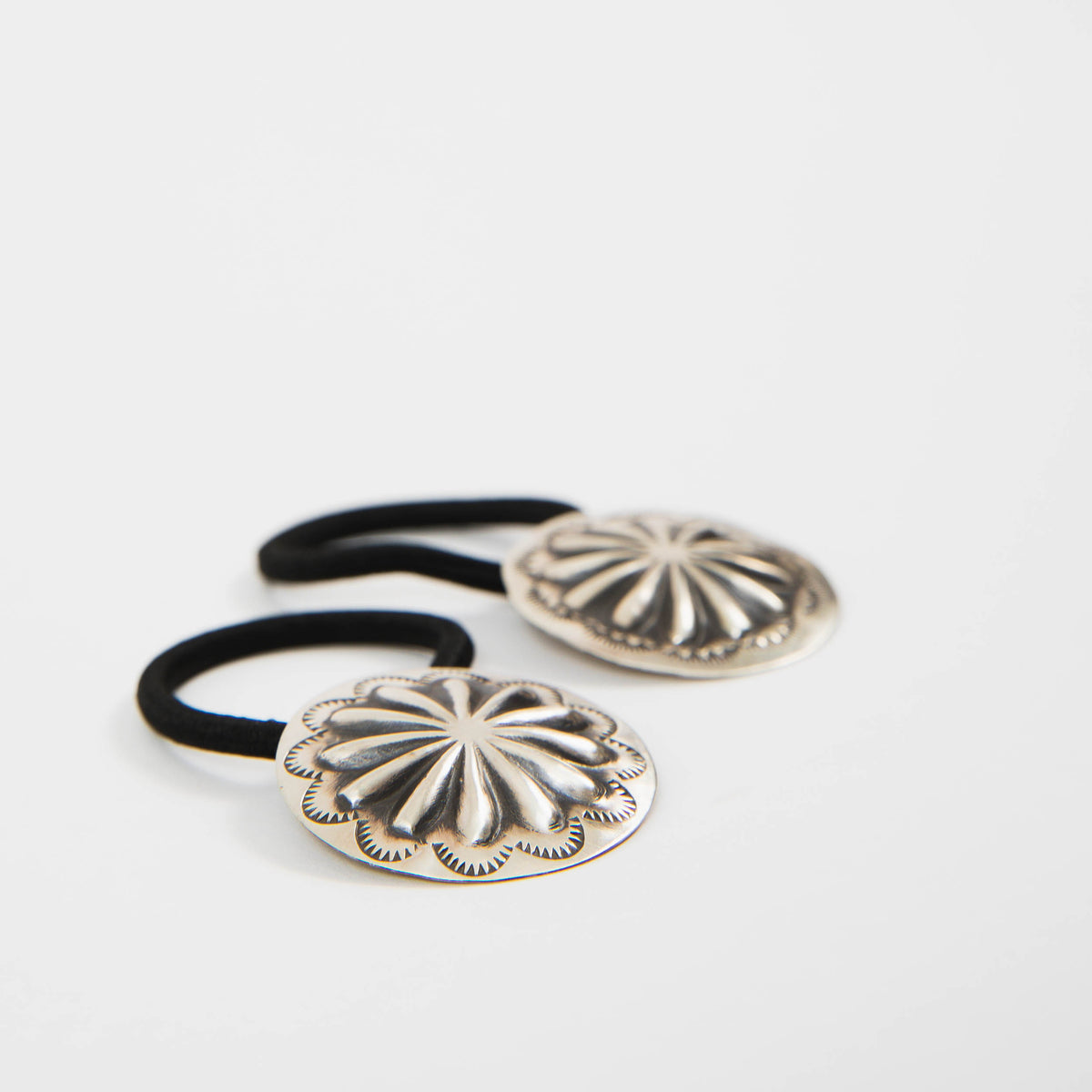 Concho Stamped silver Hair Tie