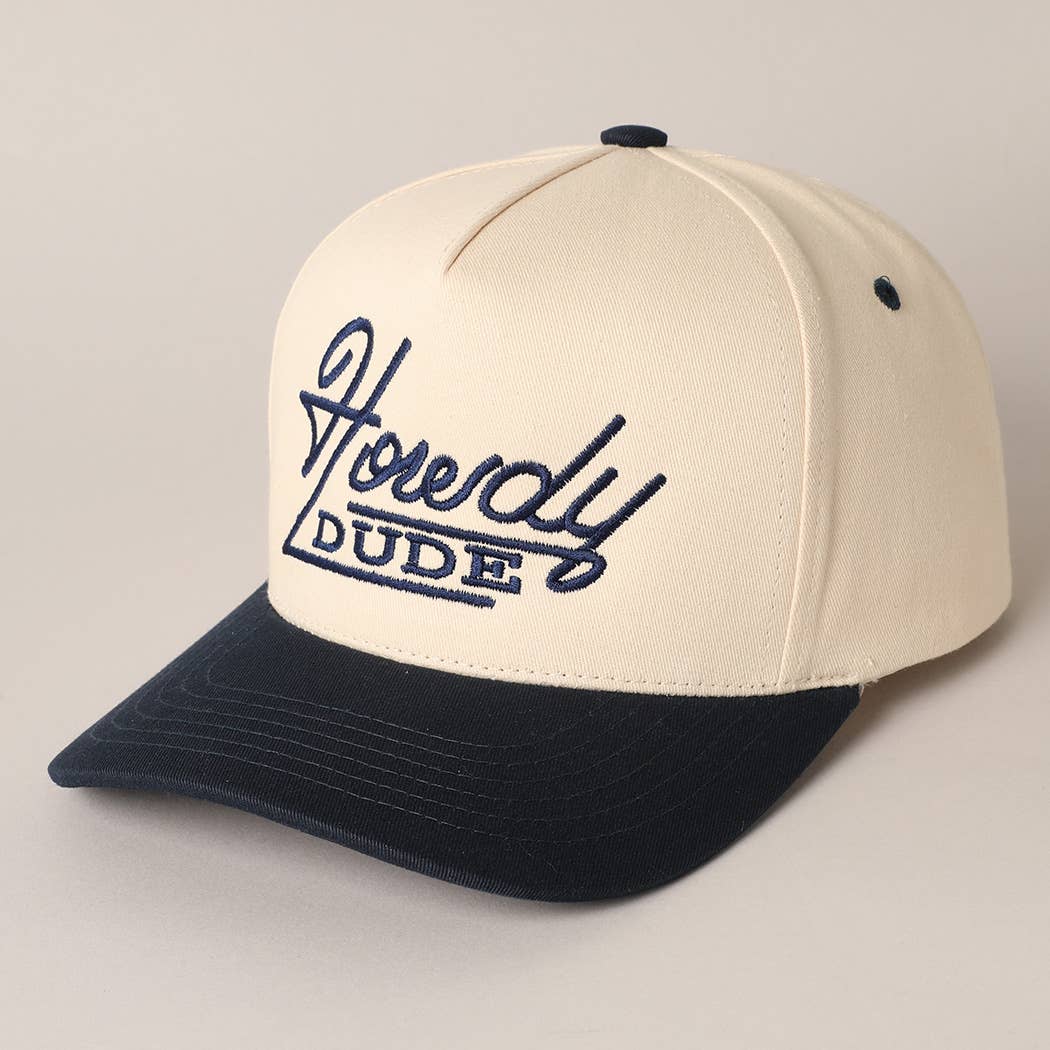 Howdy Dude Embroidery Two Tone Baseball Cap: ONE SIZE