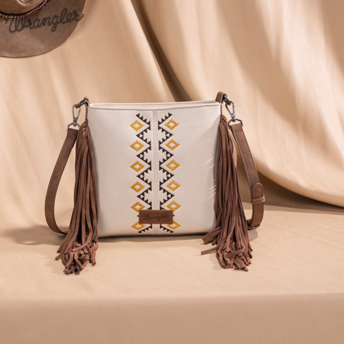 Wrangler Aztec Embroidered Fringe Crossbody