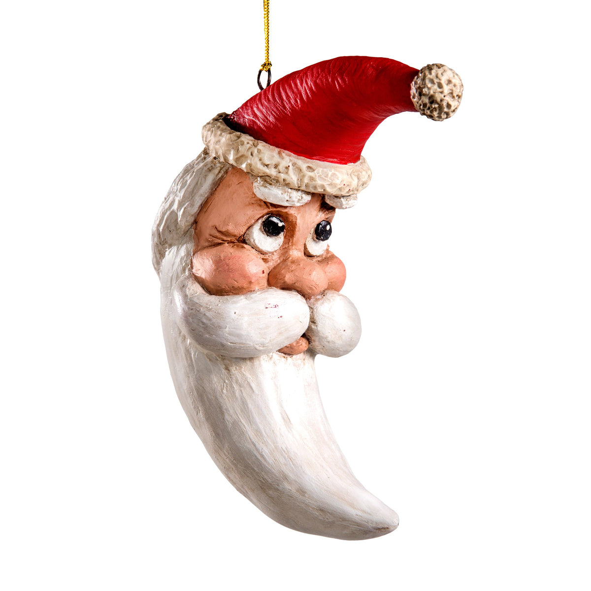 Large Crescent Santa Head Christmas Ornament