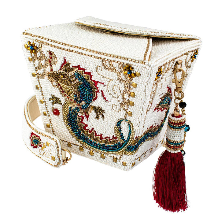 Noble Dragon Beaded Take-Out Container Top Handle Handbag