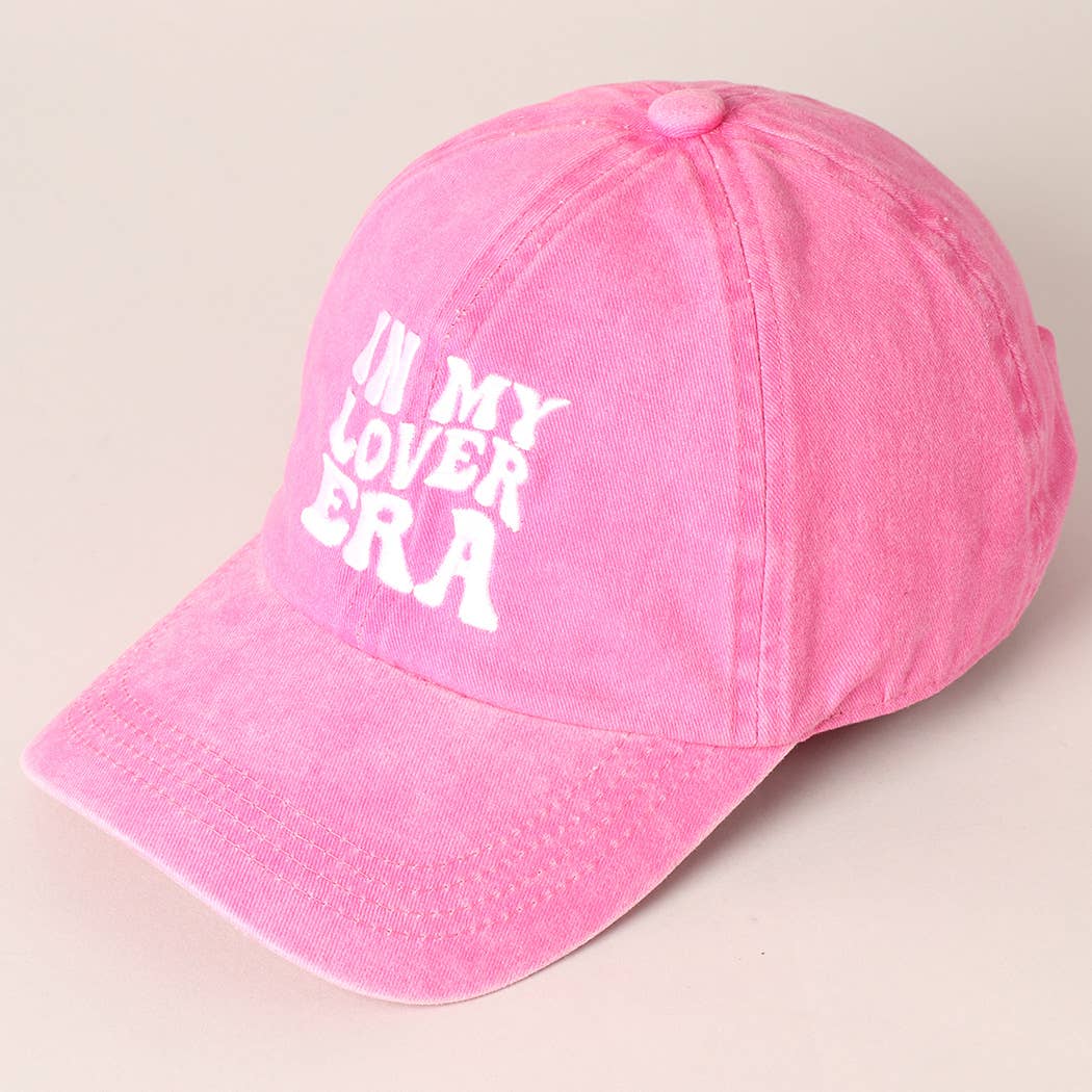 Embroidered Letters In My Lover Era Baseball Cap: HOT PINK / ONE SIZE