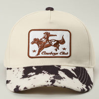 Cowboy Club Embroidered Patch Animal Print Trucker Hat: BROWN / ONE SIZE