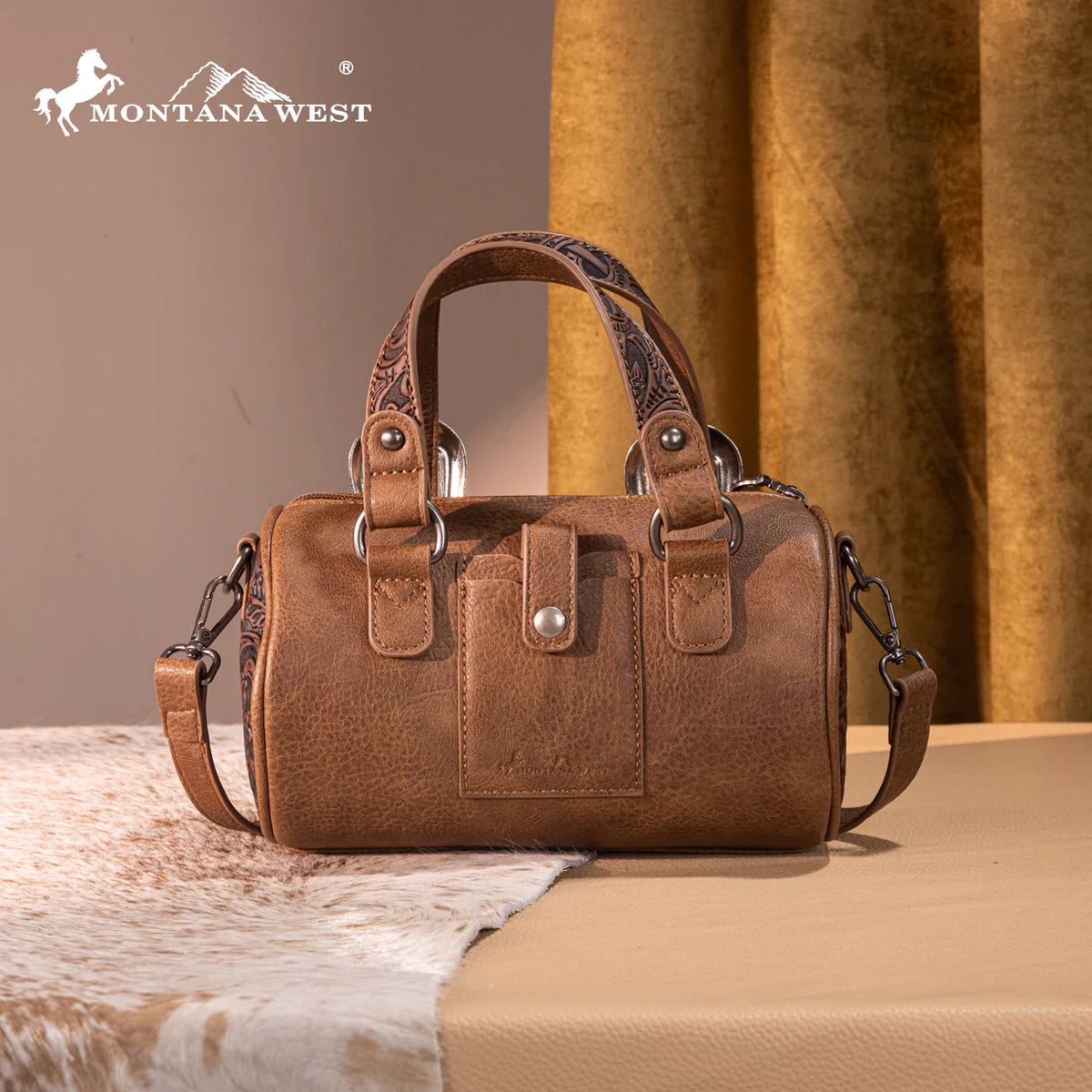 Montana West Tooled Mini Barrel Crossbody Bag