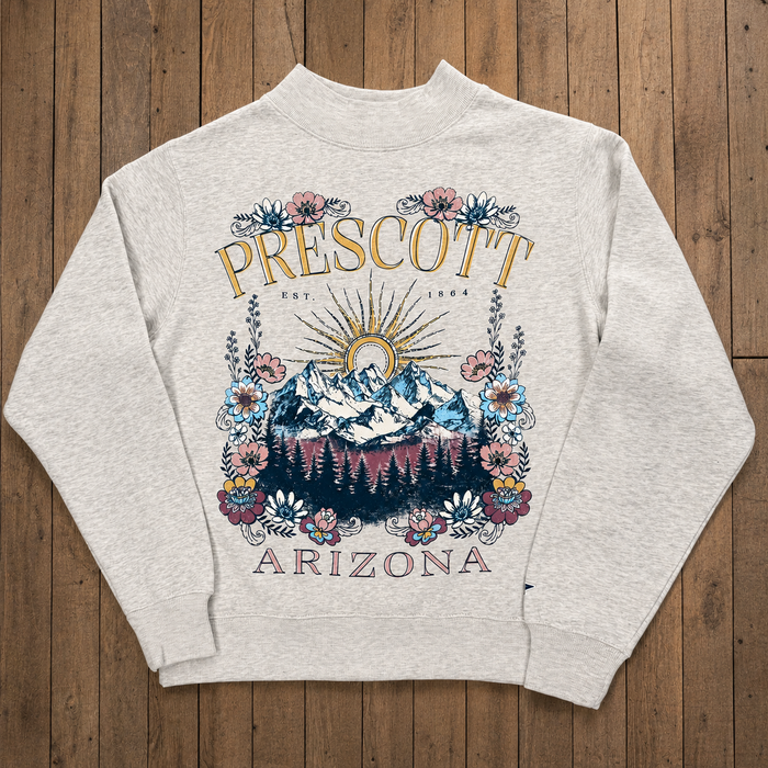 Women’s Prescott Arizona Mountain Scene Mock Neck Sweatshirt