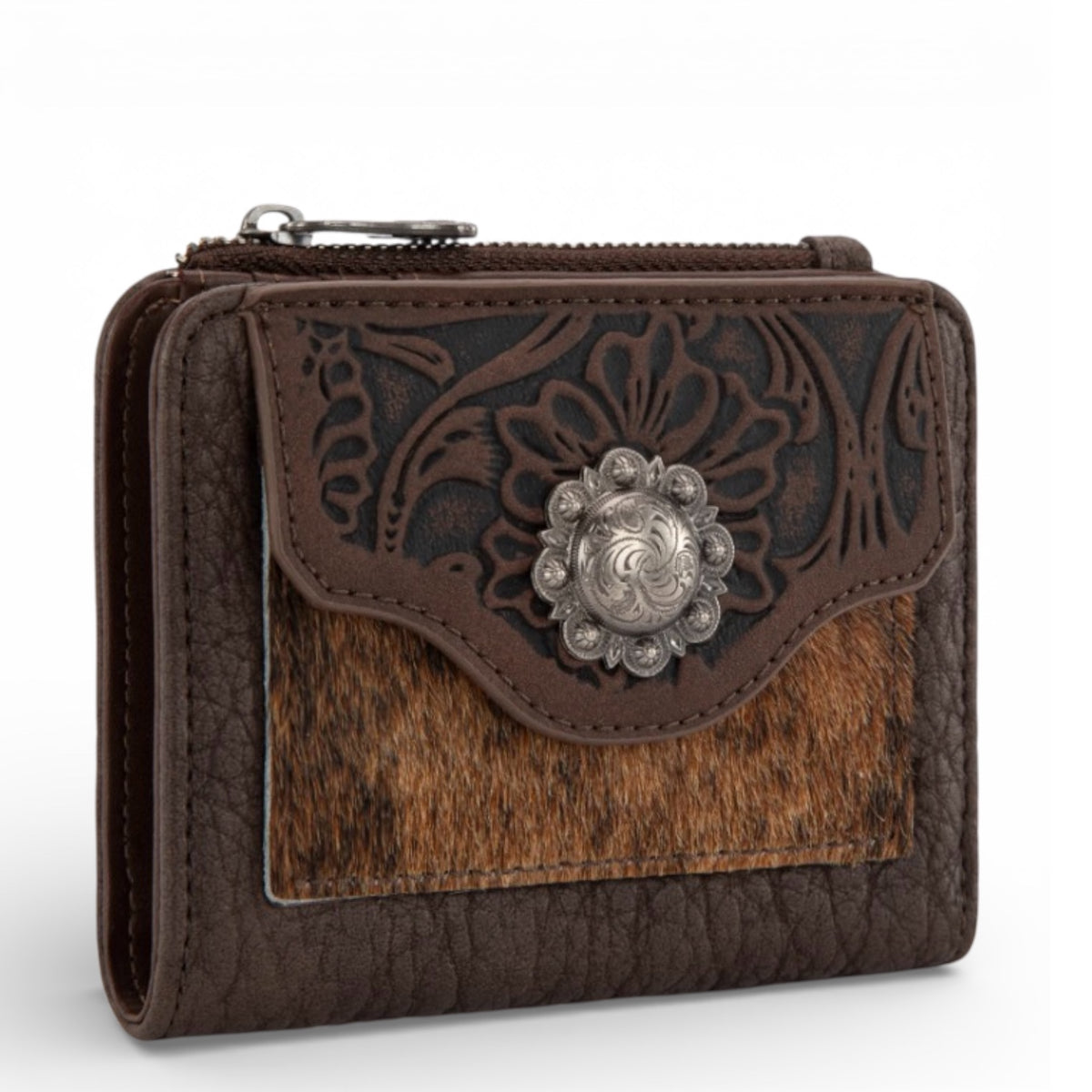 Hair-On Cowhide Tooled Wallet