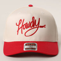 Howdy Embroidered Classic Two-Tone Trucker Hat : RED/NATL / One Size