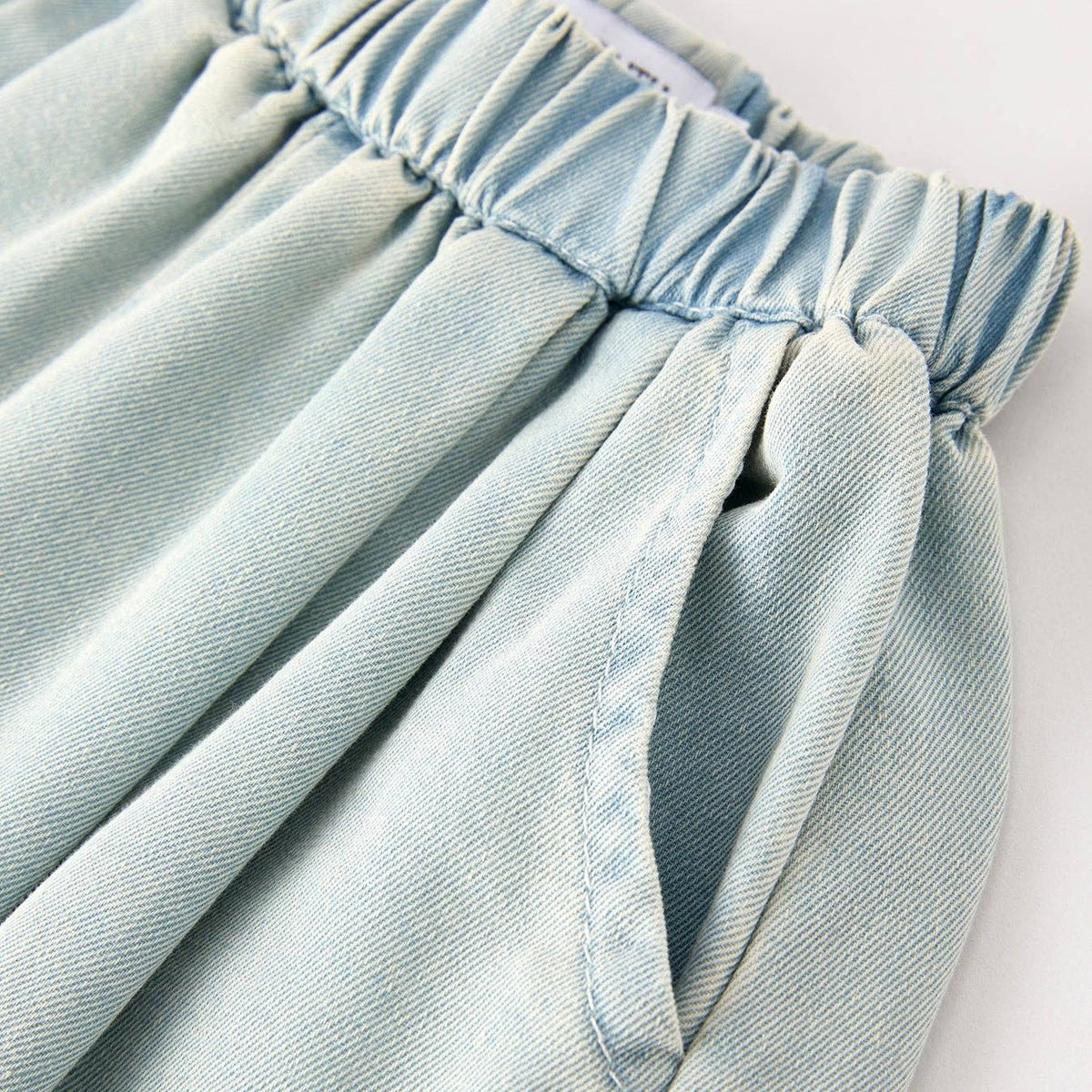 Summer Light Color Denim Lace Girls Set