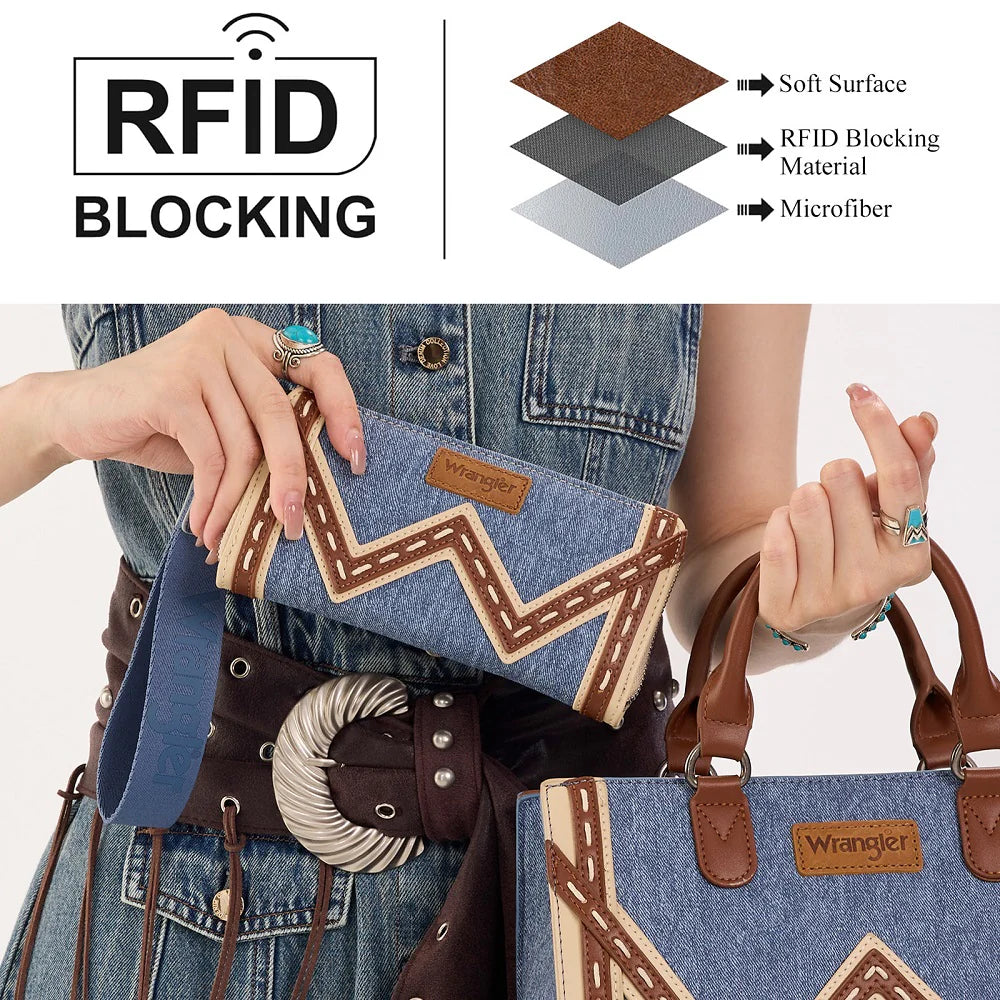 Wrangler Chevron Contrast Stitch RFID Wallet