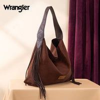 Wrangler Fringe Floral Tooled Hobo Bag