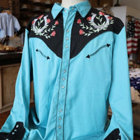 WESTERN SCULLY WOMEN'S HORSESHOE LONG SLEEVE PEARL SNAP WESTERN SHIRT