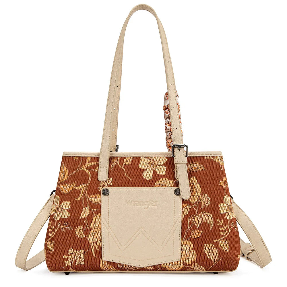 Wrangler Floral Braided Scarf Tote Crossbody Bag