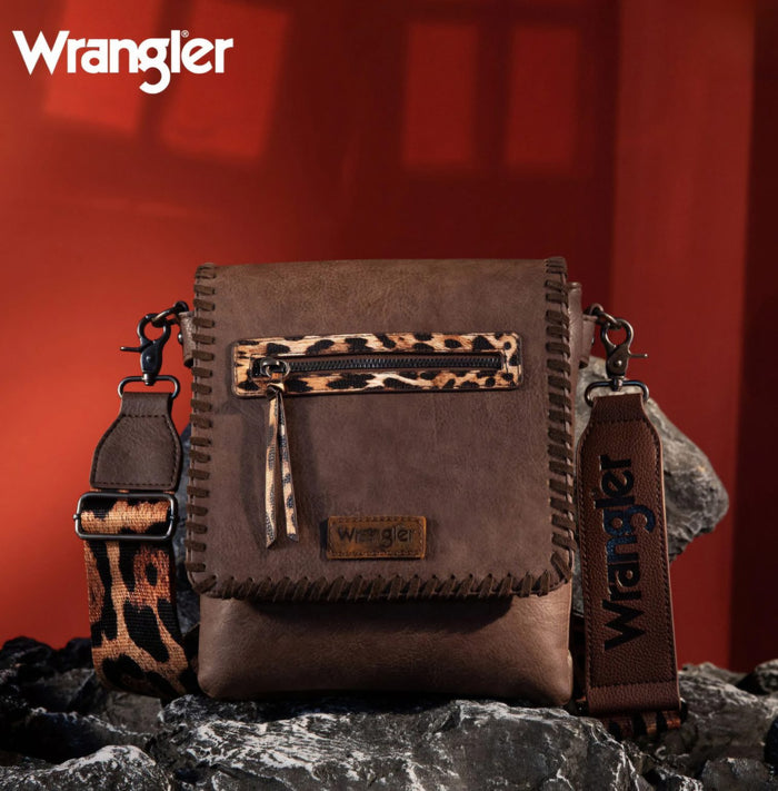 Wrangler Whipstitch Leopard Print Crossbody