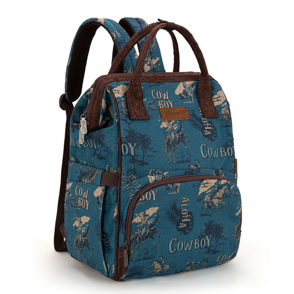 Wrangler Vintage Retro Cowboy Cool Print Backpack Jean