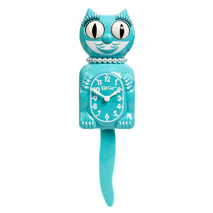 Vibrant Blue Turquoise Lady Kit-Cat Klock