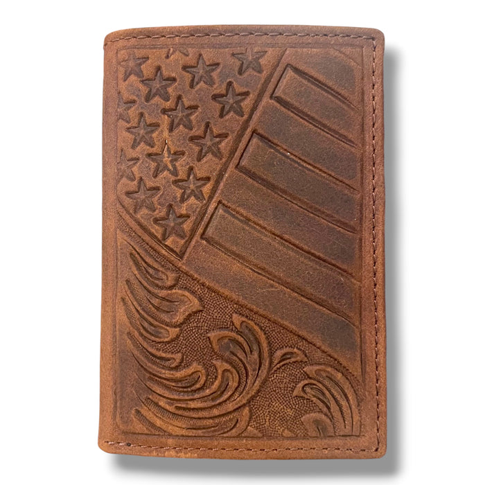 Tri-Fold Flag Tooled Wallet
