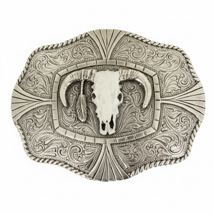 Men's Nocona White Steer Skull Buckle