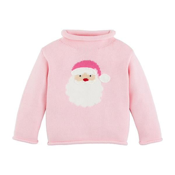 PINK SANTA ROLLNECK TODDLER SWEATER