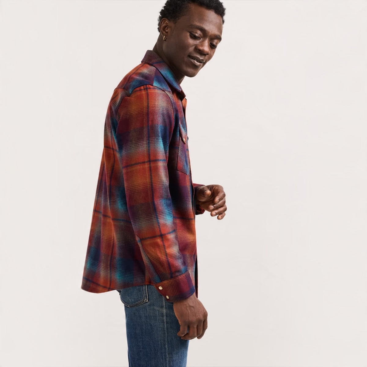 Men’s Pendleton Plaid Snap-Front Western Canyon Shirt - Maroon/Teal