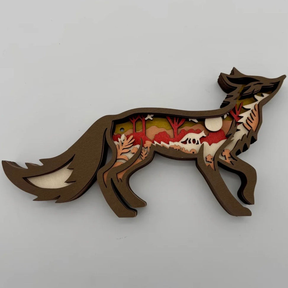 Medium Love Fox Layered Wood Art